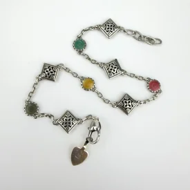 Rare Brighton Bracelet Gaudi Park Enamel Circles Silver Plated 9.5 in