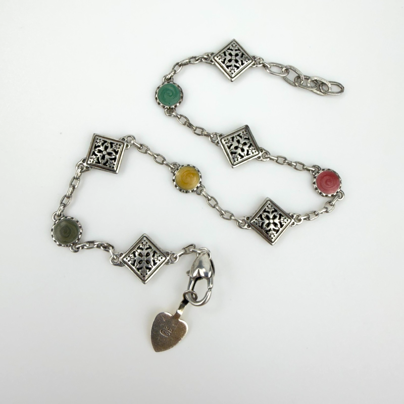 Rare Brighton Bracelet Gaudi Park Enamel Circles Silver Plated 9.5 in