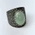 Beautiful Green Jade and Marcasite Sterling Silver Ring Sz 10
