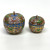 Vintage Covered Apple Shape Cloisonné Trinket Boxes Blue w Aqua Enamel Interior