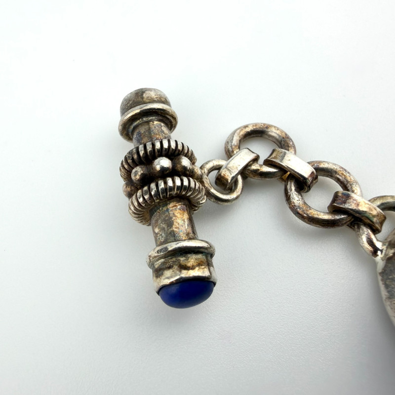 Navajo Selina Jake 925 Sterling Bracelet w/large Asymmetrical Amazonite Stones