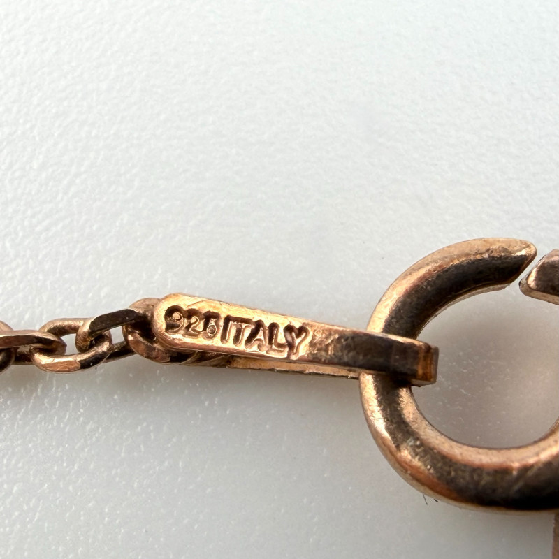 Elegant Rose Gold Plated 925 Sterling Silver Teardrop Pendant Necklace RCI Italy