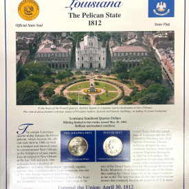 State Of Louisiana From Statehood Quarters & Stamps Collection