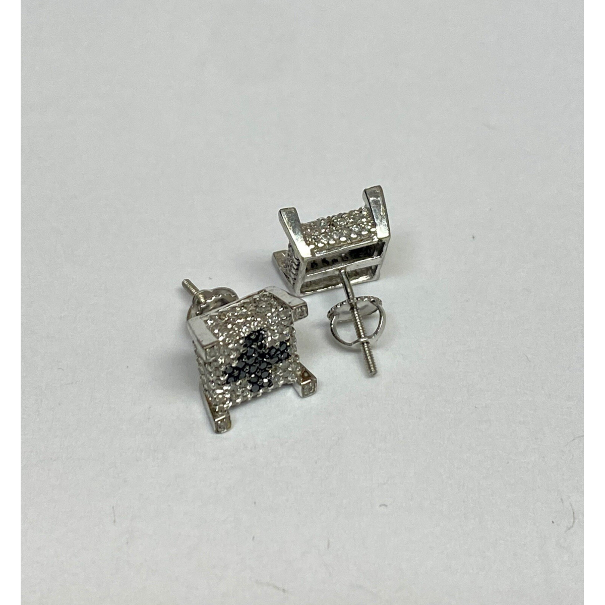 Sterling Silver Cross Diamond &  Black Diamond Woman's Earrings