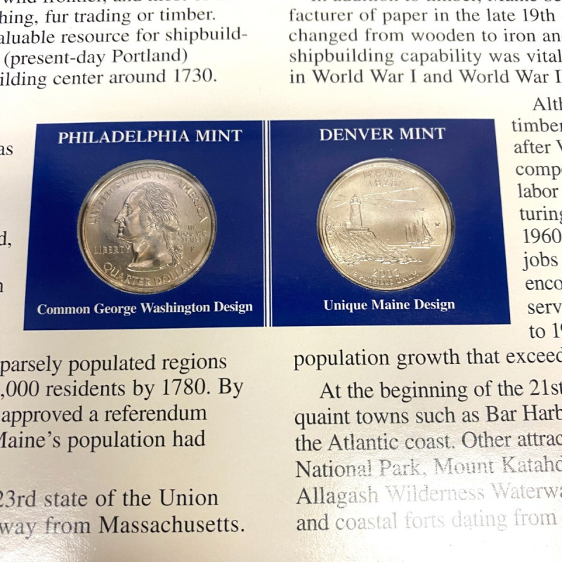 2003 Postal Commemorative Society Statehood Quarter/stamps  Maine P & D