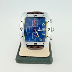 Michele Urban Chronograph Blue Dial Quartz Watch Aluminum Case Japan