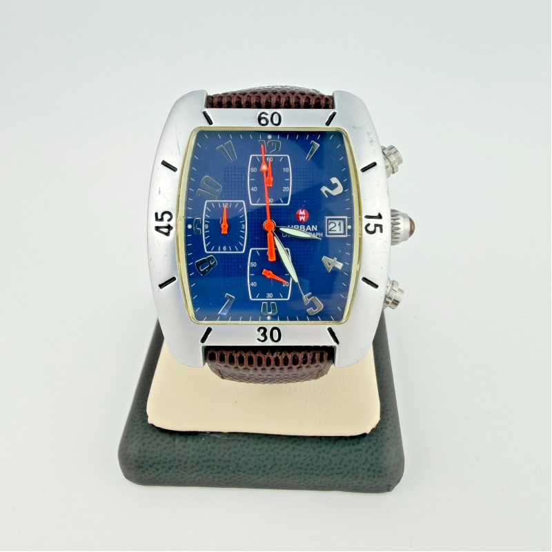 Michele Urban Chronograph Blue Dial Quartz Watch Aluminum Case Japan