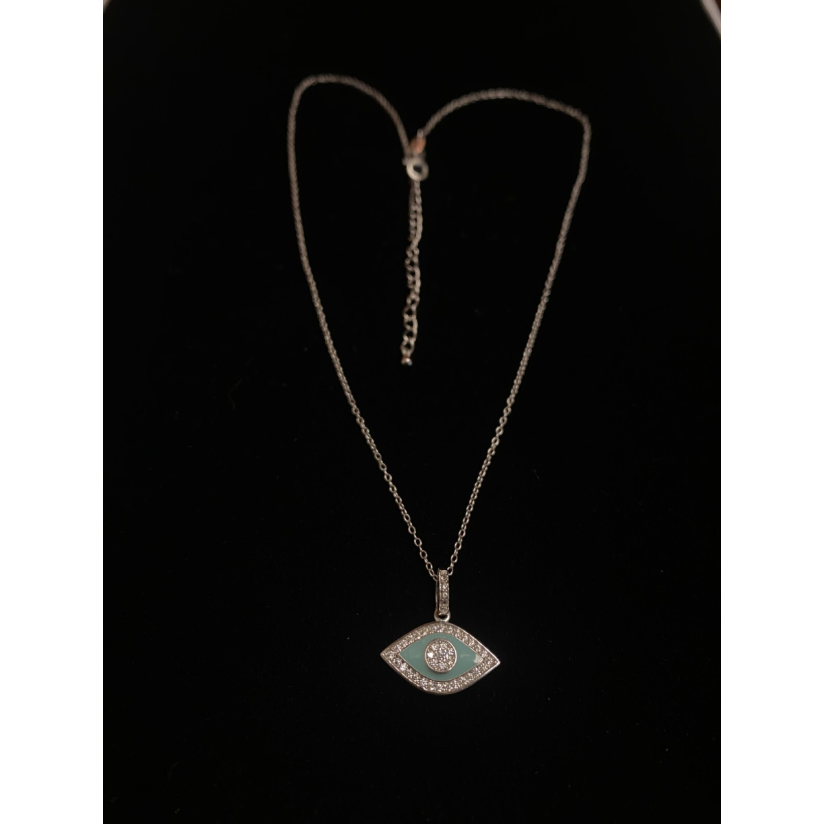 Silver 925 and White Sapphire, Celestial Protector Eye Chain Pendant 18 inches