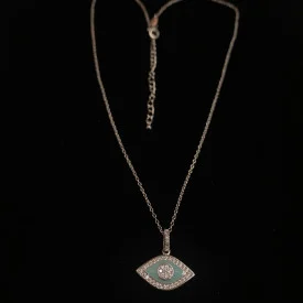 Silver 925 and White Sapphire, Celestial Protector Eye Chain Pendant 18 inches