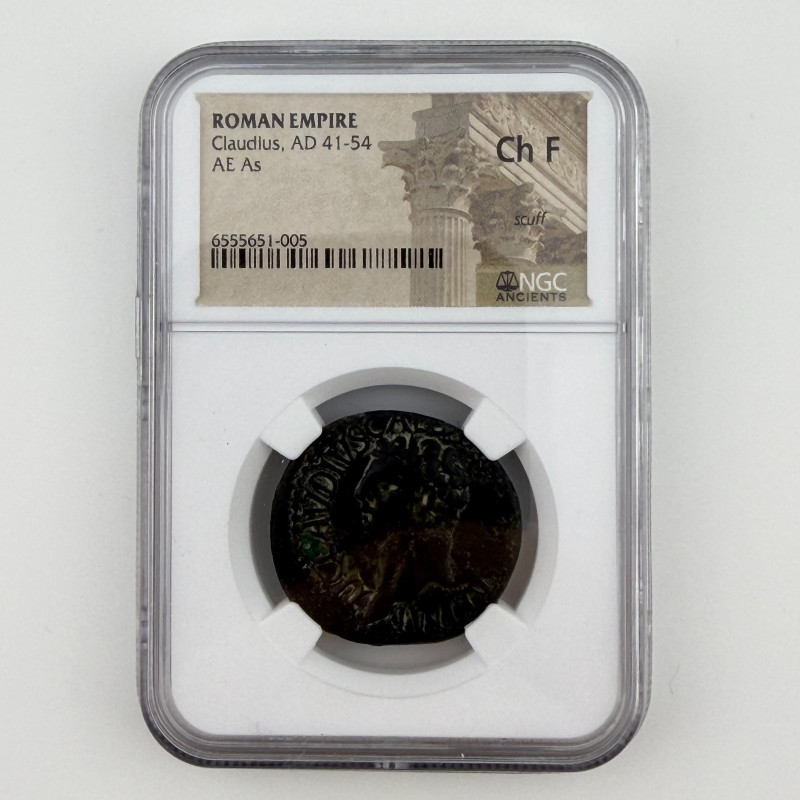 Roman Empire Claudius (AD 41-54) AE As – NGC Ch F