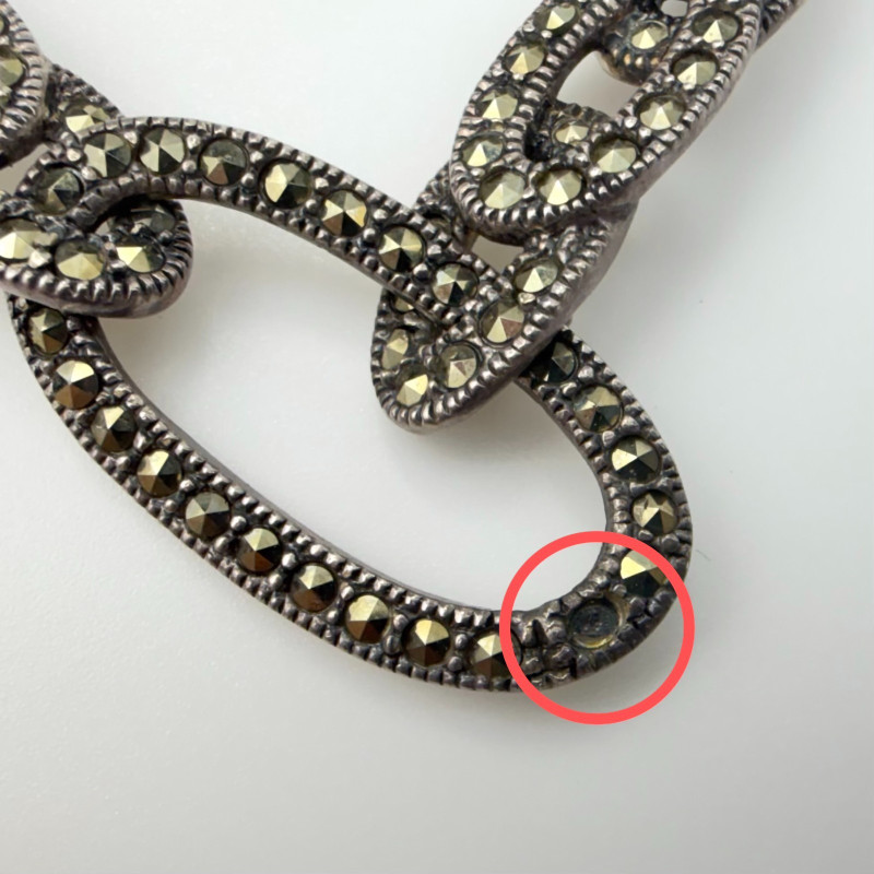 Vintage Judith Jack Signed Sterling Silver Marcasite Link Necklace