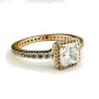 Pandora Timeless Elegance Square Sparkle Halo Ring Gold Plated Clear Stone CZ