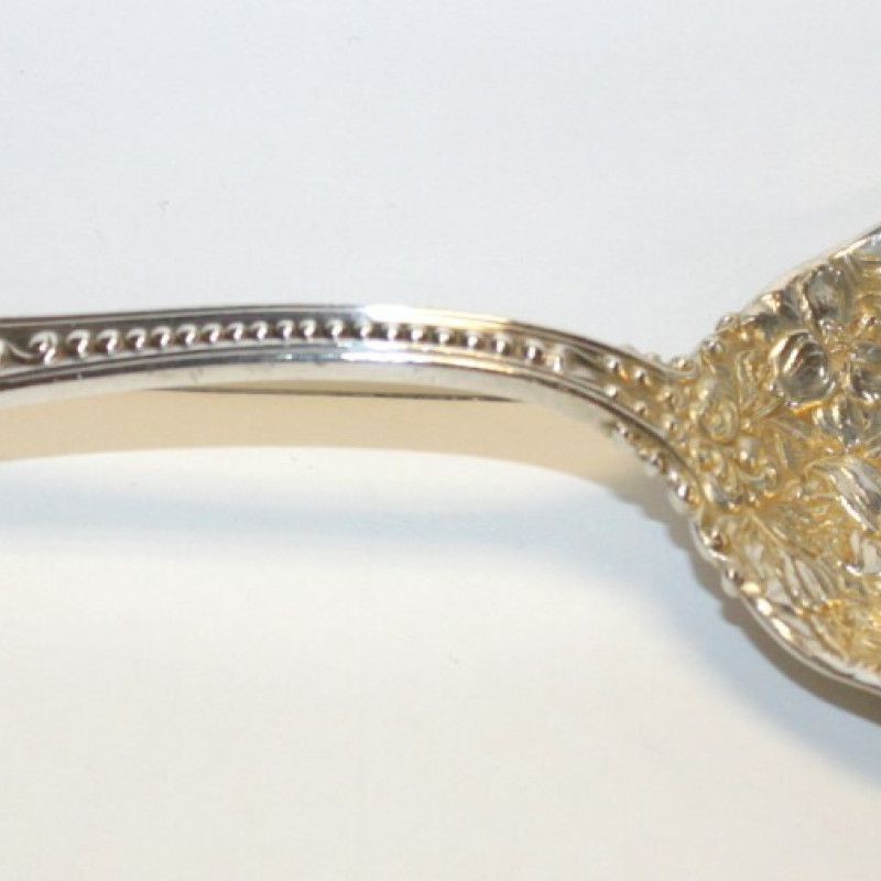 Antique R, Sterling Silver Serving Whiting Baroque Spoon