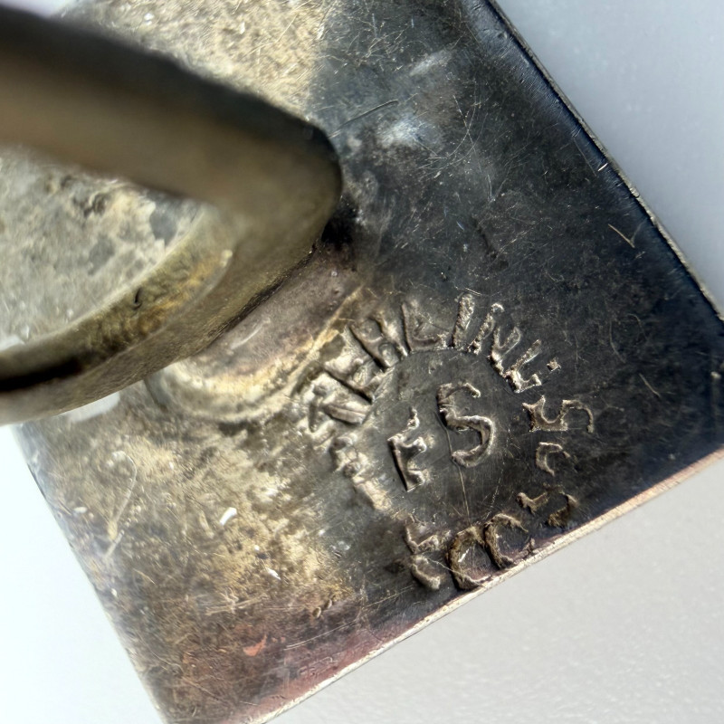 Vintage Mexico Abalone Inlay Sterling Silver Square Cuff Links With "Q"