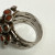 Vintage Designed Coral Stones & Diamond  Sterling Silver 925   Woman Ring Size 7