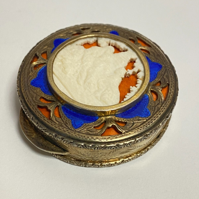 Vintage Italian 800 Silver Compact Case with Decoration, Italy S.F.A