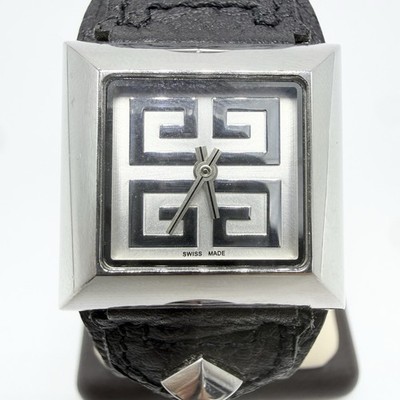 Givenchy GV.5238L Swiss Made Quartz Watch Black Leather 4G Silver Tone