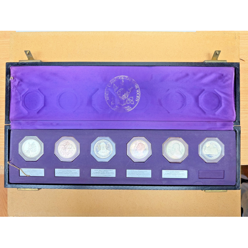 Catholic Commemorative Medal Society 6-Piece Sterling Silver Proof Popes Set Catholic Commemorative Medal Society 6-Piece Sterling Silver Proof Popes Set