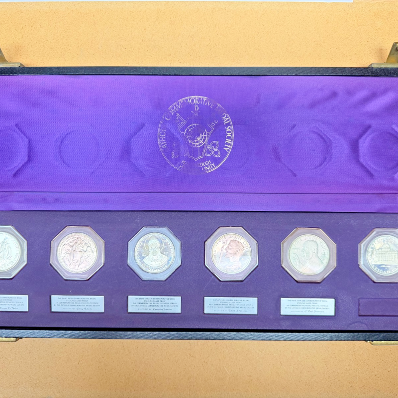 Catholic Commemorative Medal Society 6-Piece Sterling Silver Proof Popes Set