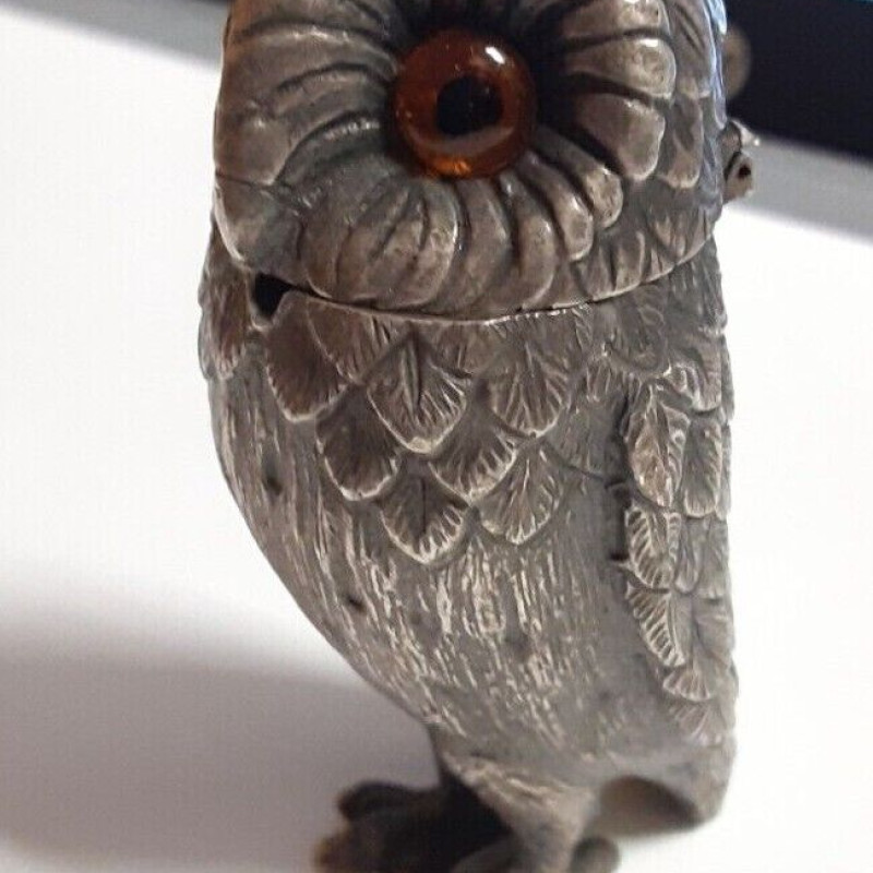 Collectible Vintage Owl Figurine Orange Eyes