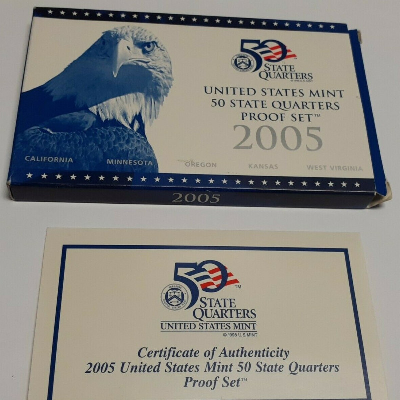2005 50 STATE QUARTERS PROOF SET 5 COINS IN SET
