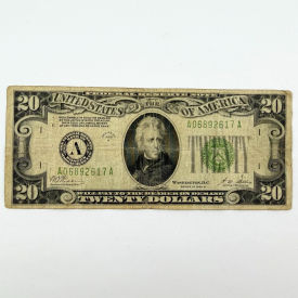 1928-A $20 Federal Reserve Note Redeemable in Gold Green Seal - A 0689 2617 A