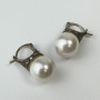 Vintage Marcasite And White Pearl 925 Silver Earrings Pierced