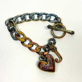 Juicy Couture Bracelet Iridescent with Charm Puffy Heart Chain