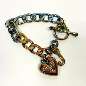 Juicy Couture Bracelet Iridescent with Charm Puffy Heart Chain