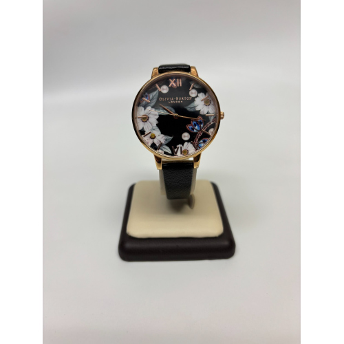 Olivia Burton Bejeweled Florals Leather Strap Watch