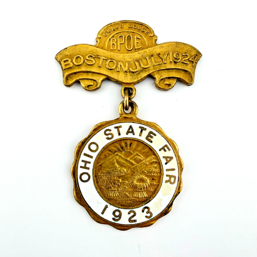 Antique 1924 BPOE Elks Grand Lodge Boston Convention Badge with 1923 Ohio State Antique 1924 BPOE Elks Grand Lodge Boston Convention Badge with 1923 Ohio State