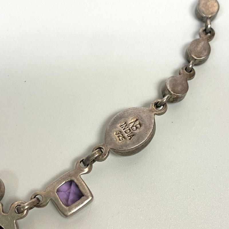 NICKY BUTLER STERLING UNUSUAL FESTOON DRAPE MOONSTONE, GARNET 17 NECKLACE