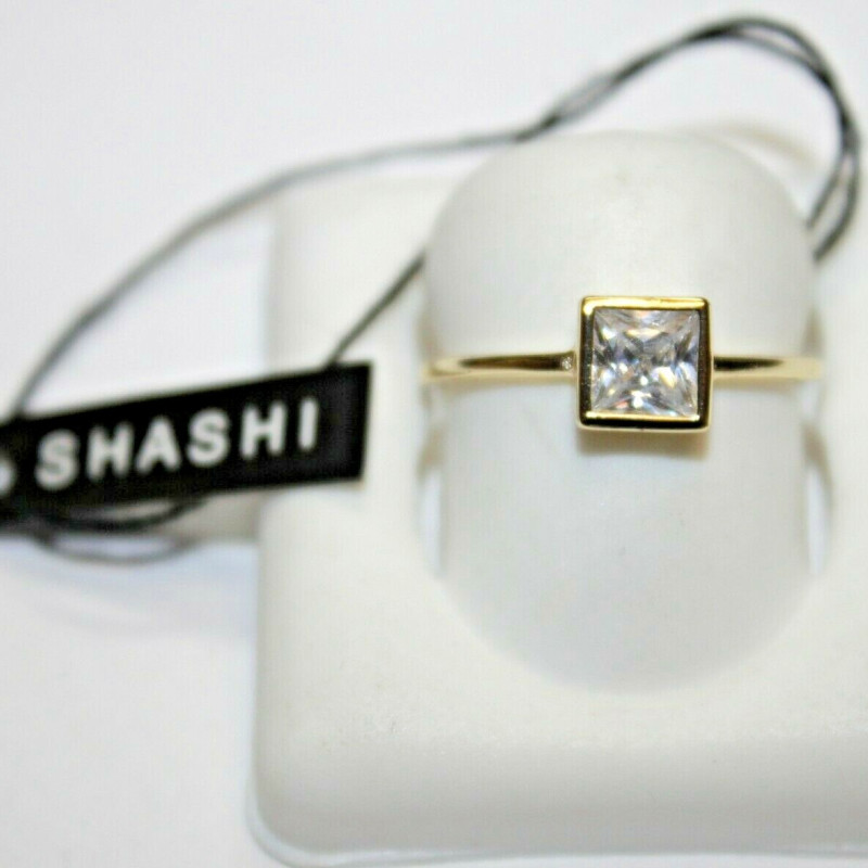 Shashi White Sapphire Square Centered Sterling Silver Ring Size 8