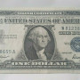 1957 One Dollar Bill Silver Certificate Average Circulated Blue Seal VG-AU