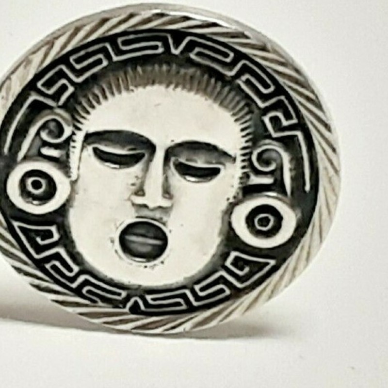 Antique Woman Face Eyes Closed Sterling Silver Cufflinks Made In Mexico