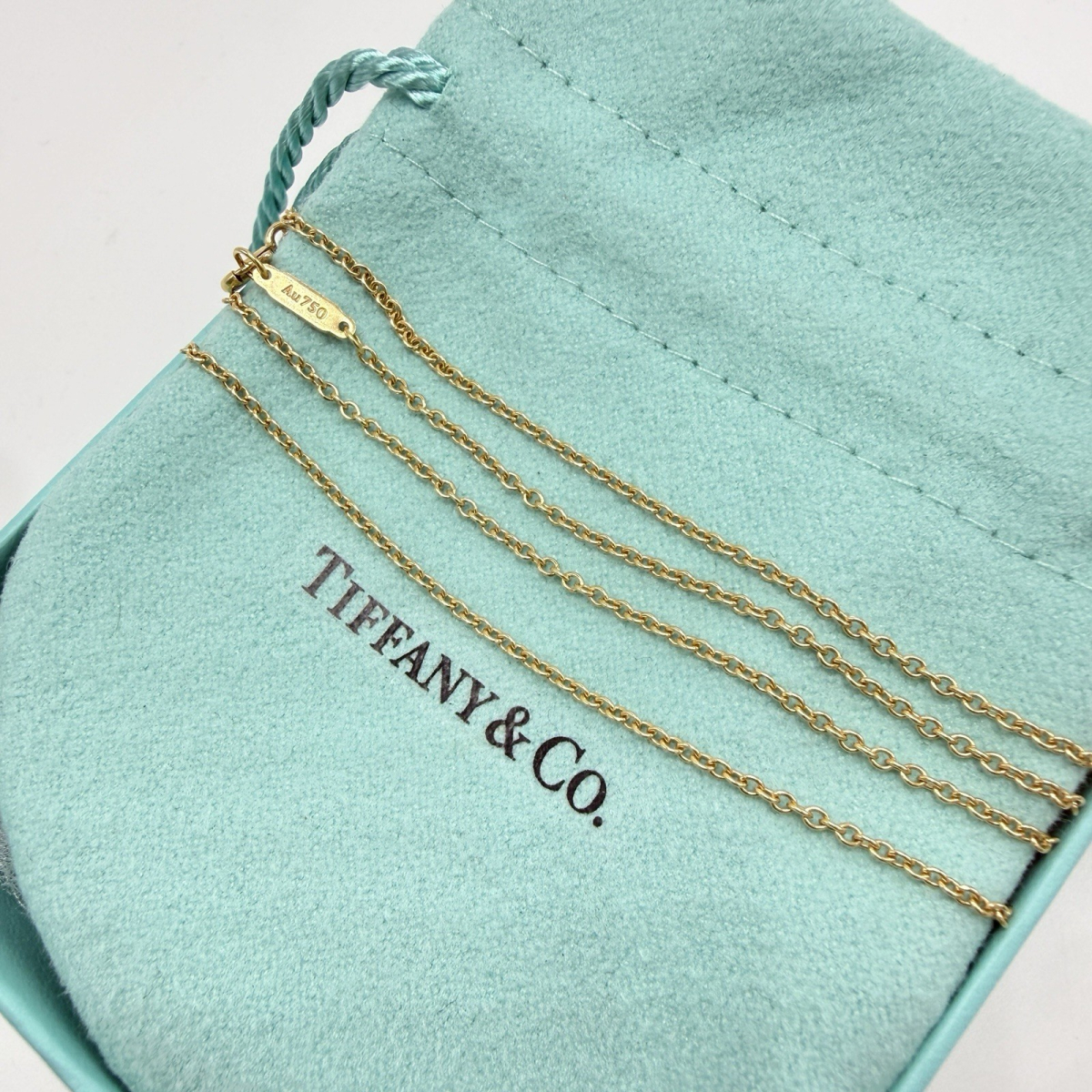 Tiffany & Co. 18K Yellow Gold 24” Chain Necklace w/ Box & Pouch Au750 - Tiffany & Co.