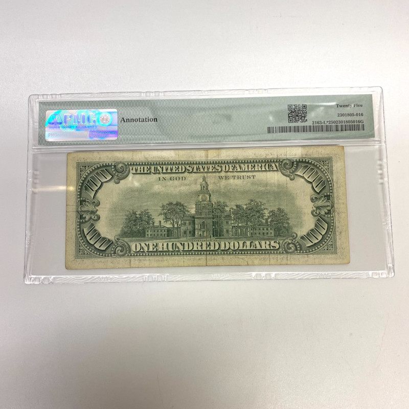 Fr 2163-L* (L* Block) $100 1963A San Francisco Star FRN Annotation Note. PMG 25 Fr 2163-L* (L* Block) $100 1963A San Francisco Star FRN Annotation Note. PMG 25