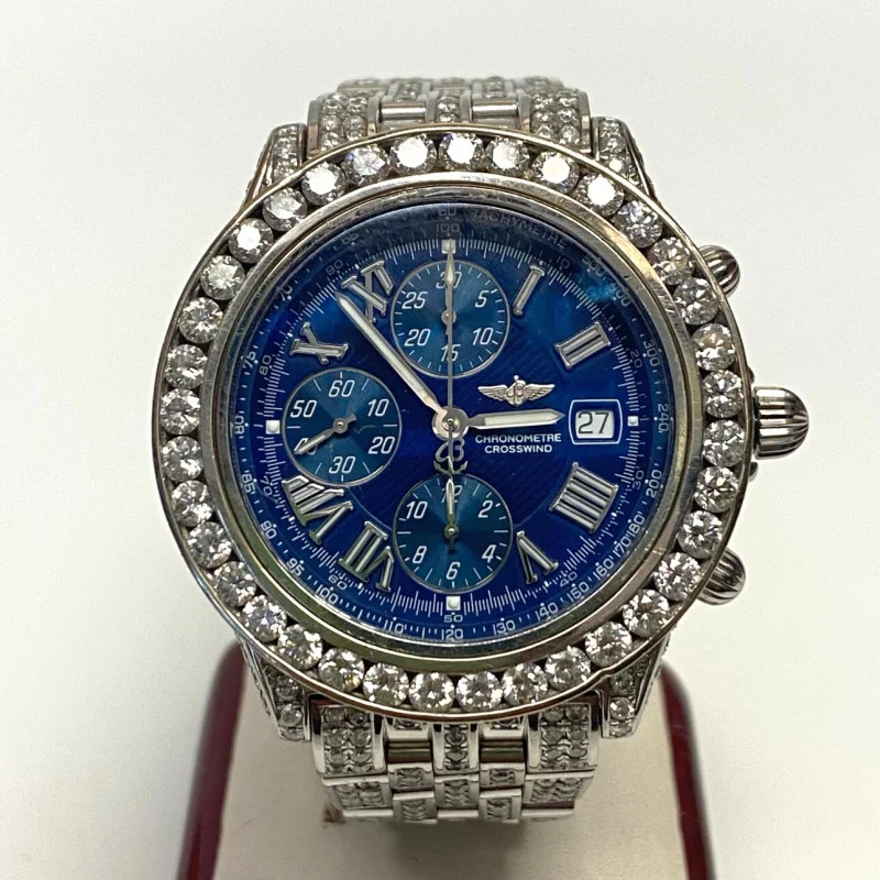 Breitling Crosswind Chronometer Stainless Steel 10.00 ct Diamond Watch Breitling Crosswind Chronometer Stainless Steel 10.00 ct Diamond Watch