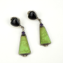 Vintage Sterling Silver DEL Earrings Green Turquoise Onyx Amethyst Dangle