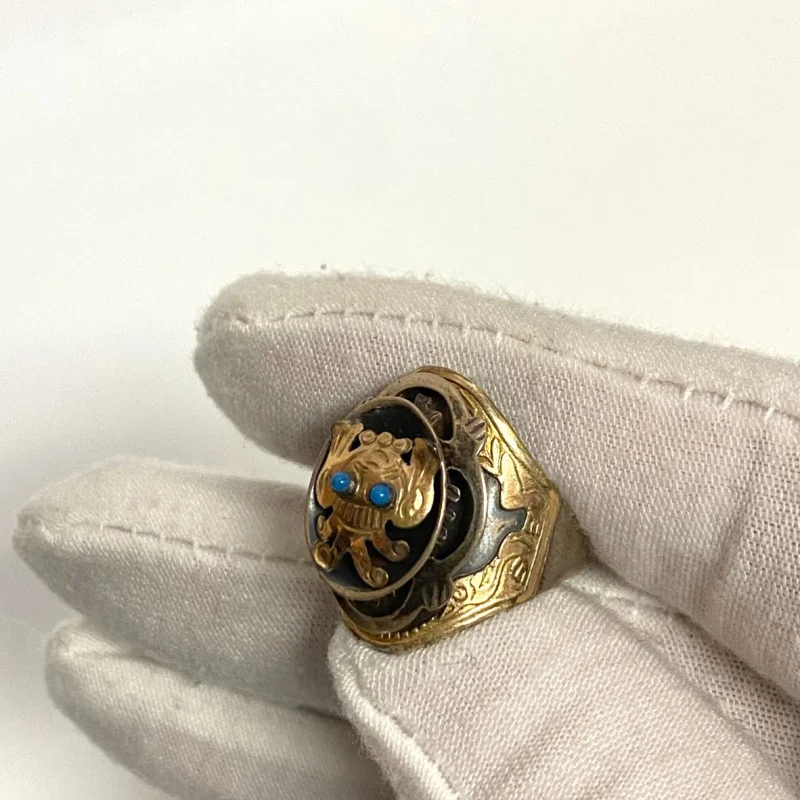 Vintage Turquoise 18K Gold and Sterling Silver Ring Vintage Turquoise 18K Gold and Sterling Silver Ring