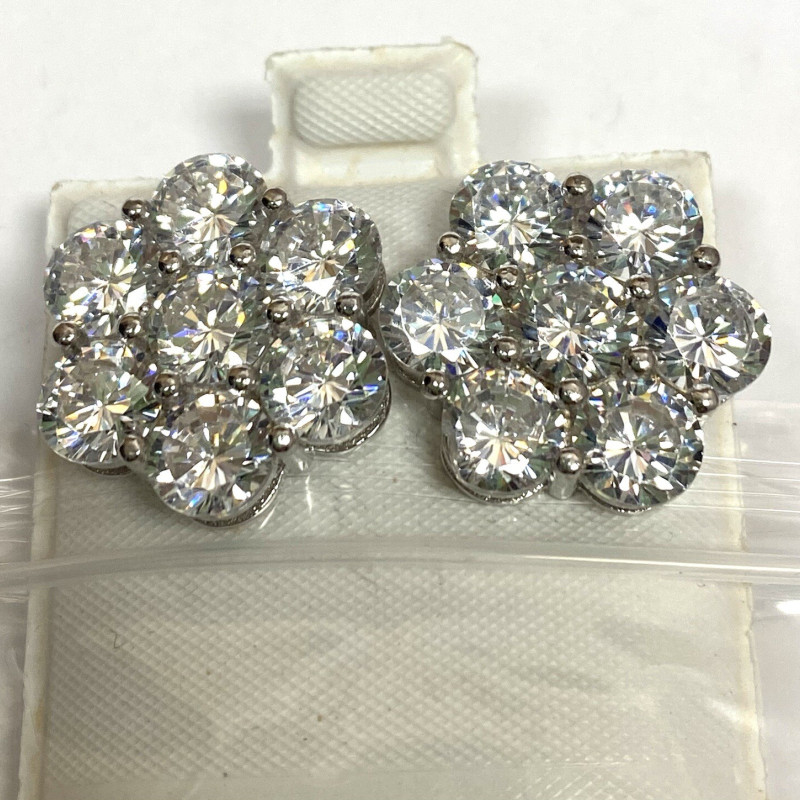 Sterling Silver Designed with Cubic Zuconia Gems Woman's Earrings