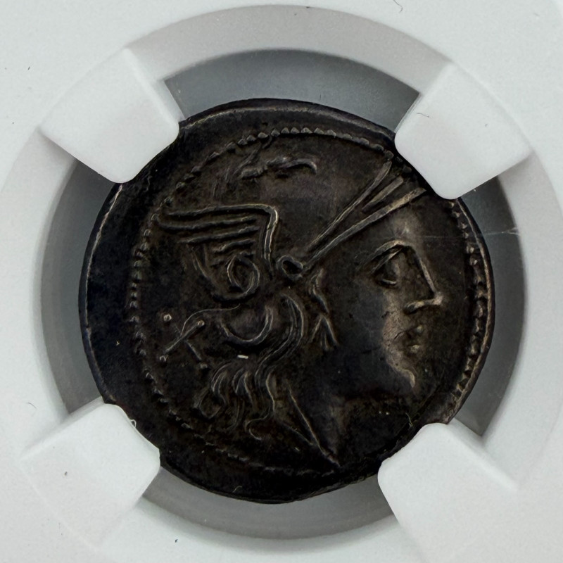 ROMAN REPUBLIC Anonymous (after c.211 BC) AR Denarius, NGC AU