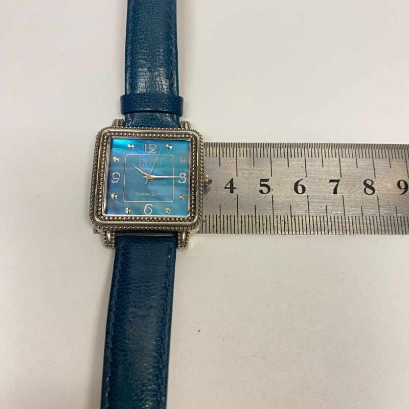 Ecclissi Sterling Silver Women’s Square Watch Blue MOP dial & Leather Band Ecclissi Sterling Silver Women’s Square Watch Blue MOP dial & Leather Band