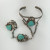 Antique Native American Blue Turquoise Cabs Bangle Slave Bracelet