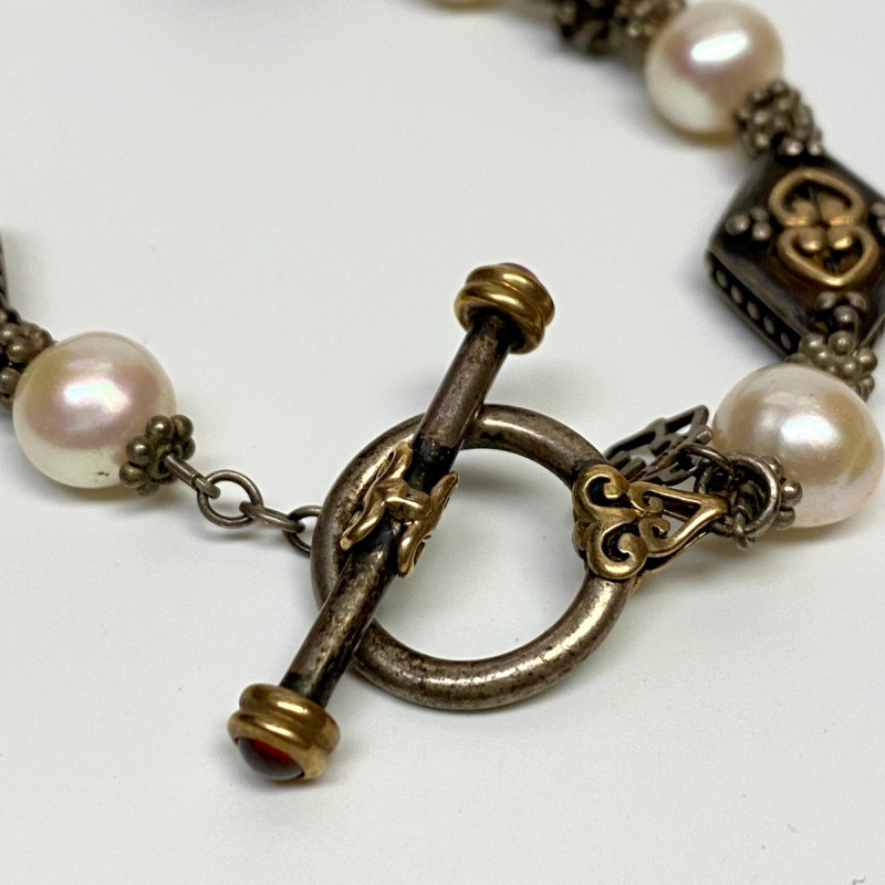 Elyse Ryan 925 Silver and 18K Gold Pearl Bracelet 7.5 in Elyse Ryan 925 Silver and 18K Gold Pearl Bracelet 7.5 in