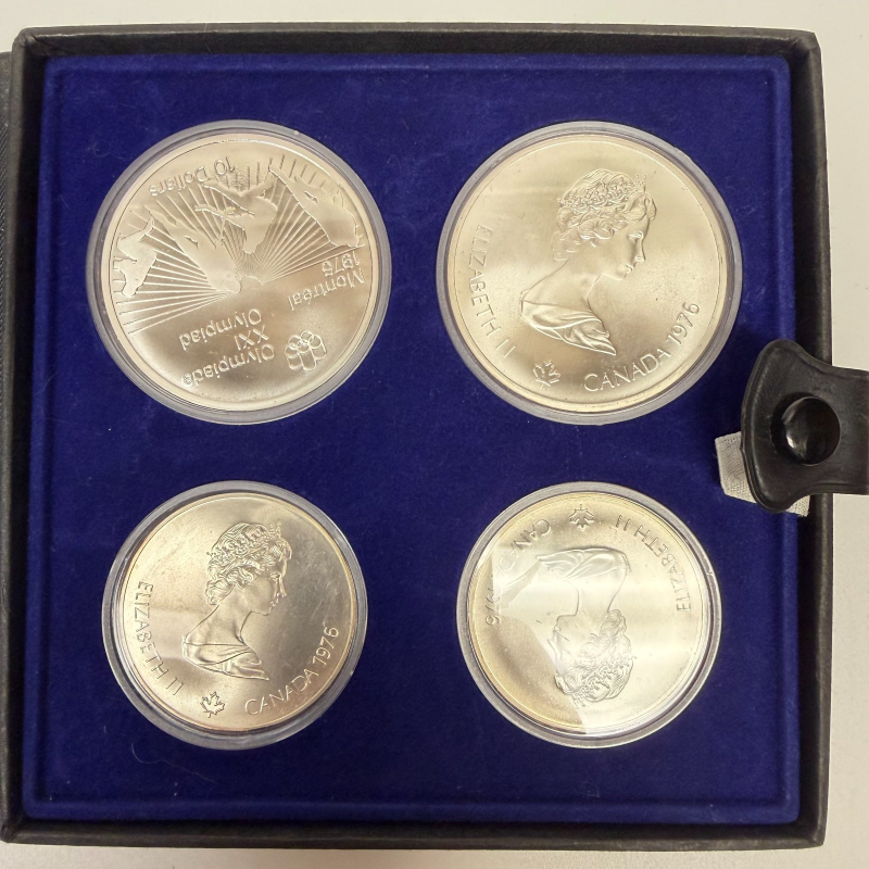 1976 Montreal Olympics Series II Ancient Olympia 4-Coin Sterling Silver Set Cana
