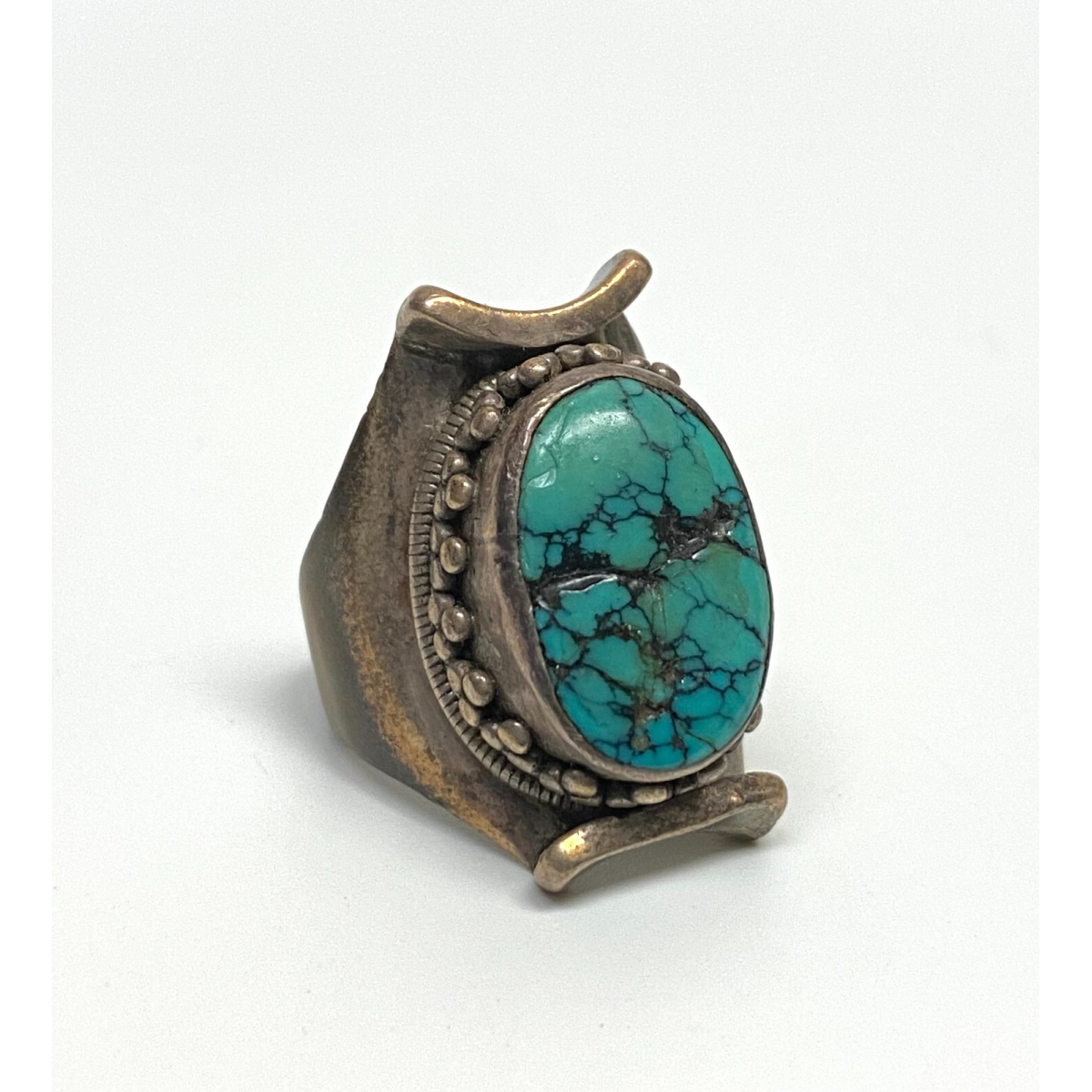Vintage Turquoise Silver Ring Size 11