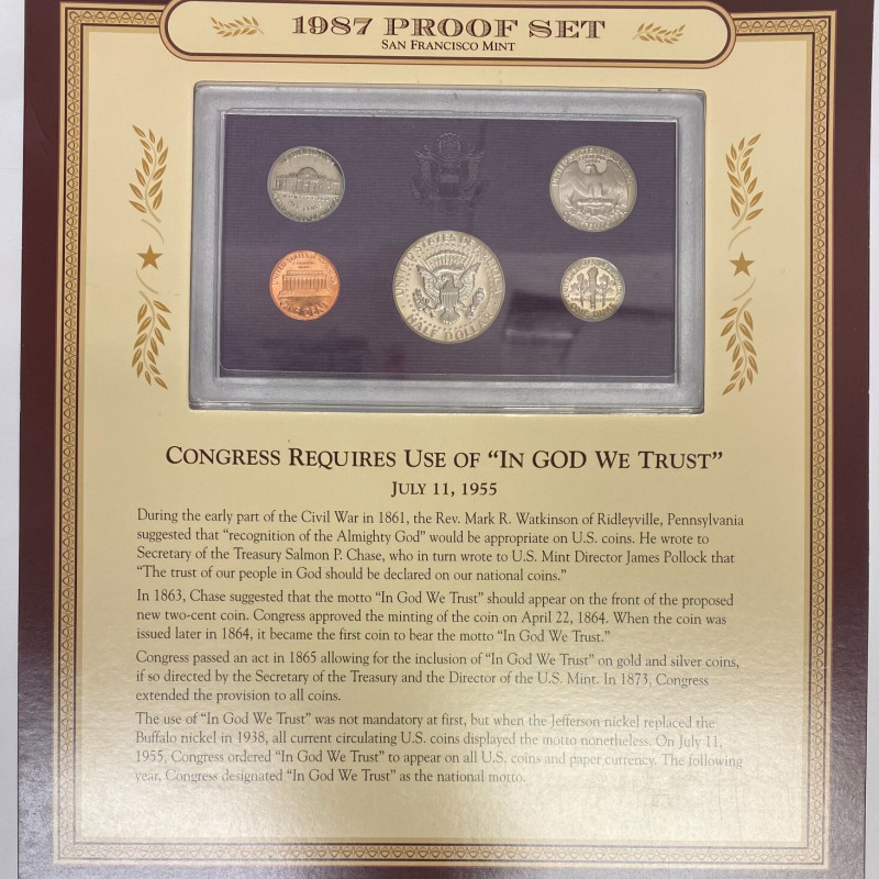 1987 San Francisco Mint Proof Set with Historic 1960 American Credo Stamp