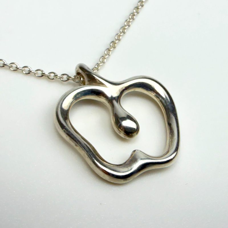 Tiffany & Co Sterling Silver Necklace Apple Pendant Elsa Peretti 16"Length Chain