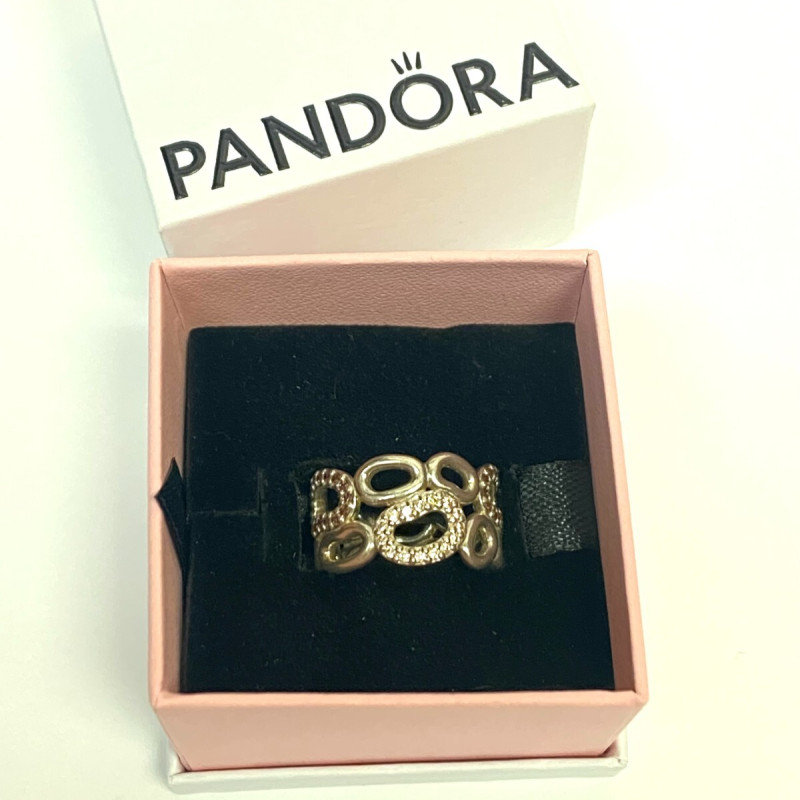 Pandora Circle Of Friends Ring Sz 6.5 Champagne CZ Stones with Box